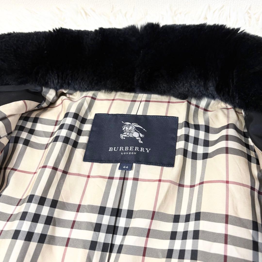 2XLサイズ バーバリー ノバチェック ロングダウンコート ラビット