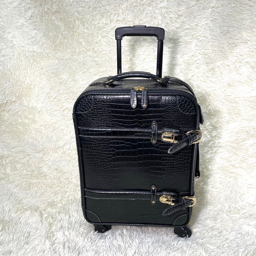 SWANY スワニー クロコ型押し キャリー ブラック - メルカリ