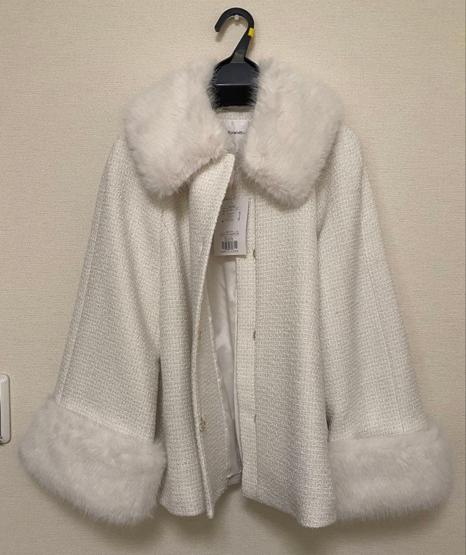 新品タグ付】Rirandture ツィードファー衿ショートコート - メルカリ