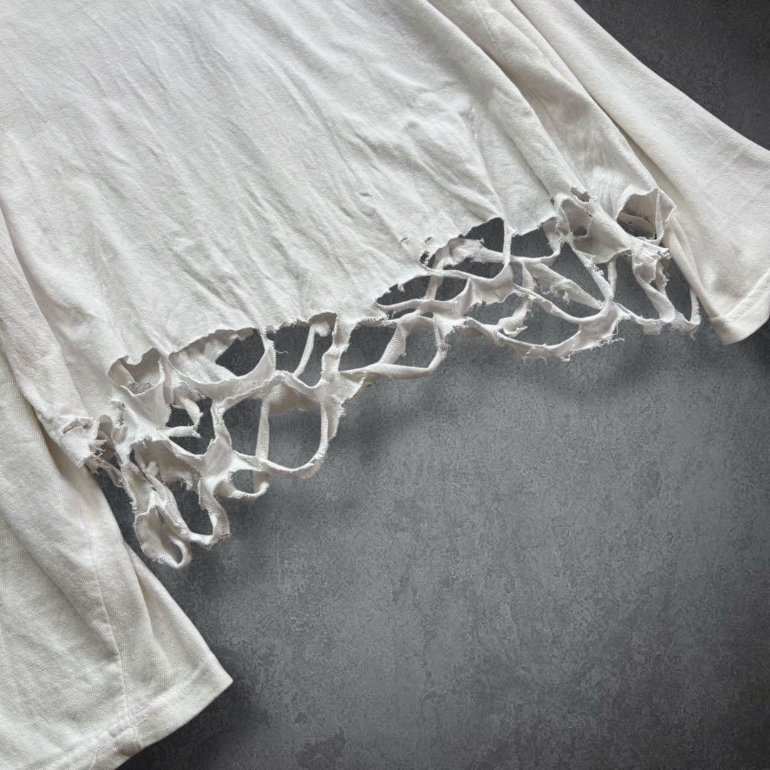 00s ダメージ ラメ ロンT 長袖 y2k 平成 グランジ ギャル お兄系