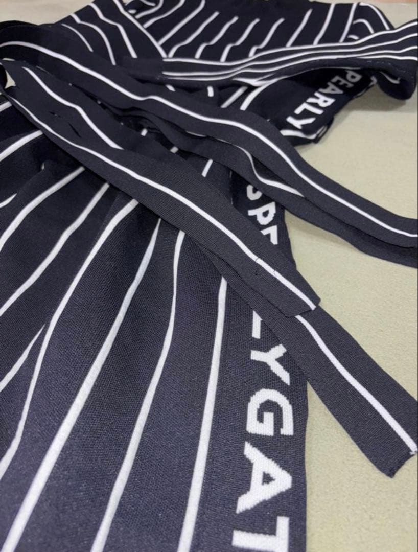 超美品）パーリーゲイツ、ピンストライプ柄、ニットワンピース、サイズ