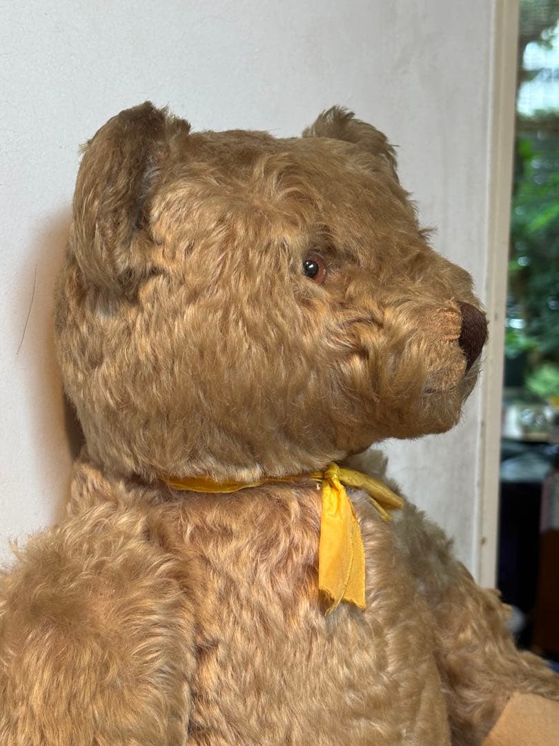 ヴィンテージ　テディベア　52㎝　お腹のところで鳴く　手足動く　黄リボンそのまま
