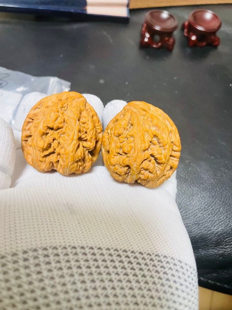 ❤️No.425遊ぶクルミ　文玩核桃 精配大粗筋（夫妻对拜，座山雕） 异形希少