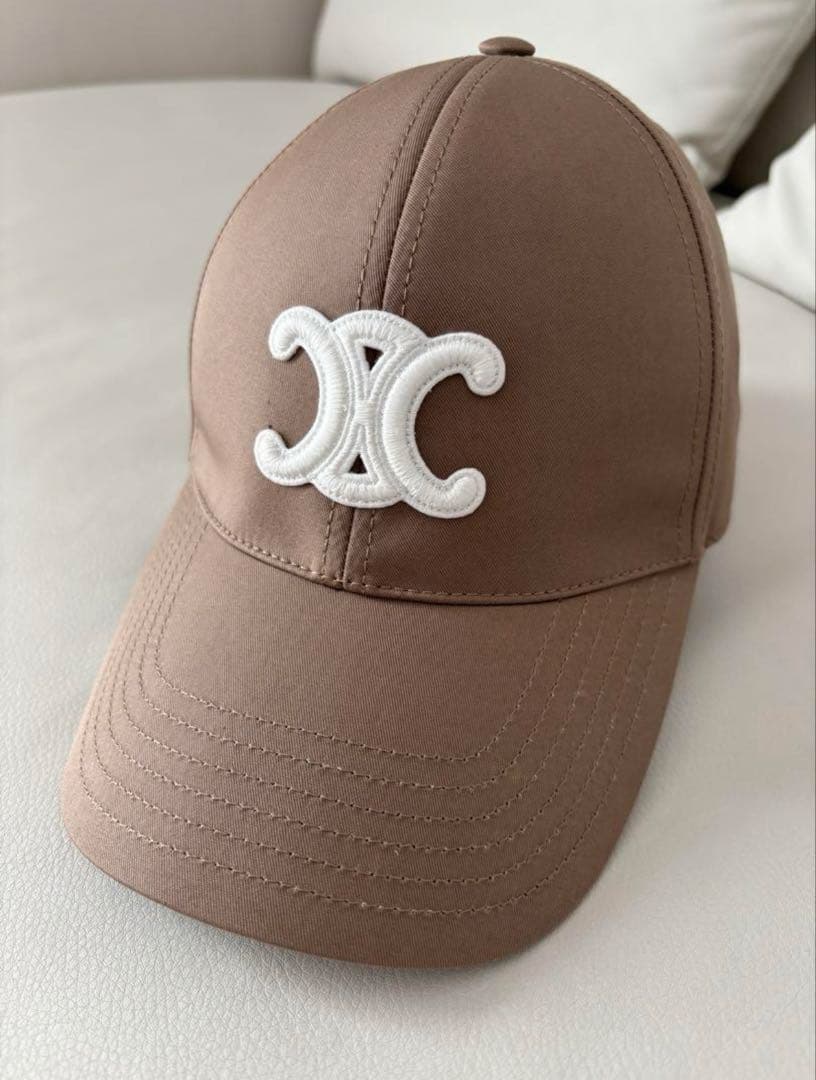 セリーヌ　ベースボールキャップ　Ｍサイズ　グレージュ CELINE セリーヌ コットン トリオンフ ベースボール キャップ