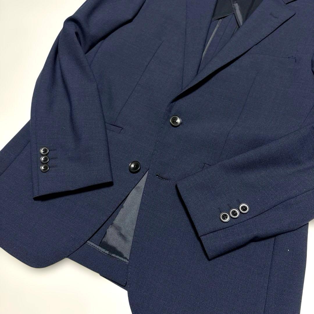 美品 スーツセレクト 4S 3ピースセットアップ ウォッシャブル ネイビー