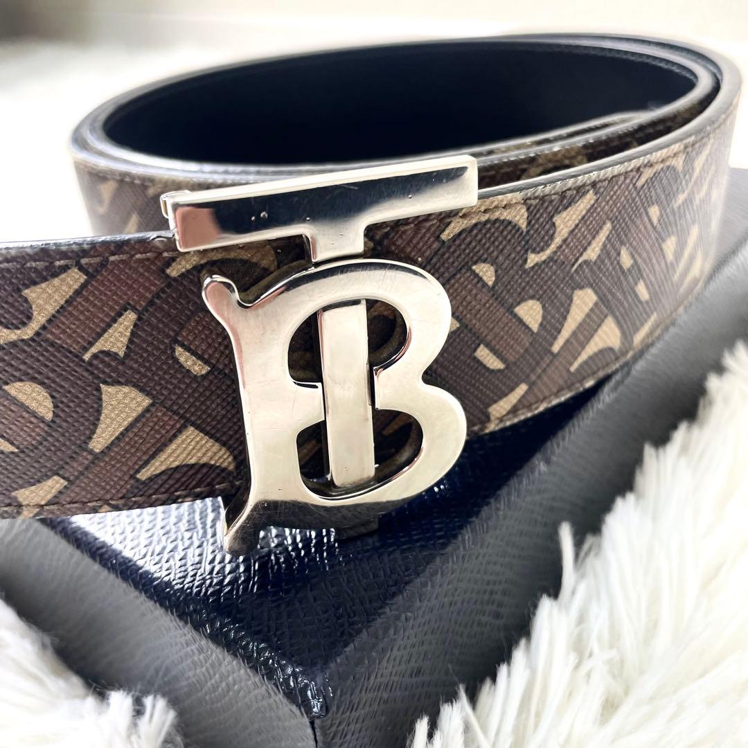 バーバリー　BURBERRY メンズ　ベルト　TBバックル　シルバー　総柄 burberry/バーバリー通販 | リバーシブル レザー TBベルト【送料無料