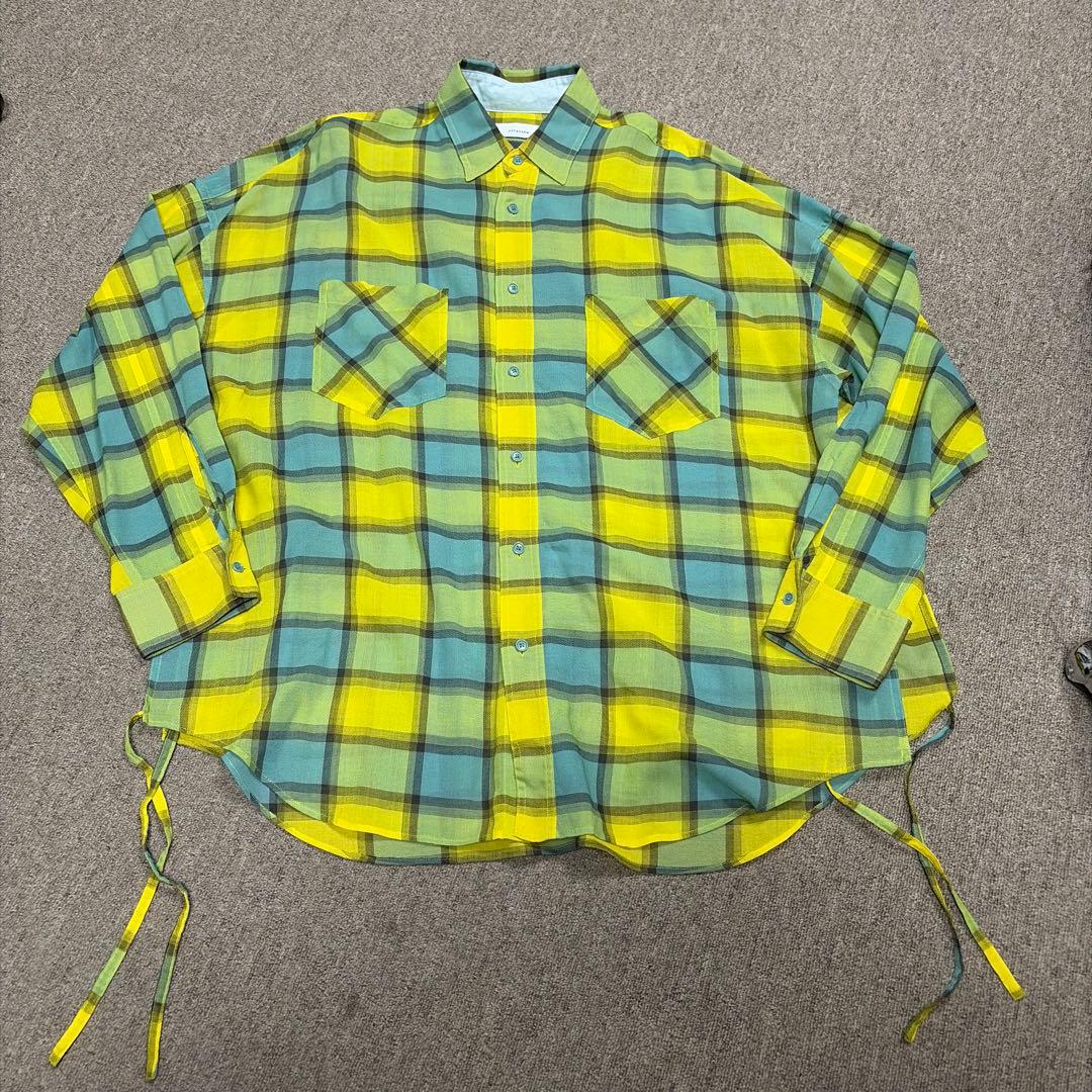 FACETASM チェック柄シャツ サイドスリット紐付き、サイズ00 FACETASM - CHECK ZIPPER SHIRT （ORANGE×BLUE） / チェック柄