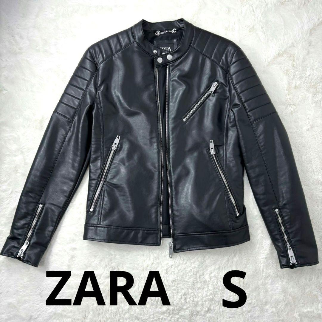 人気デザイン ZARA ザラ フェイクレザー シングルライダースジャケット