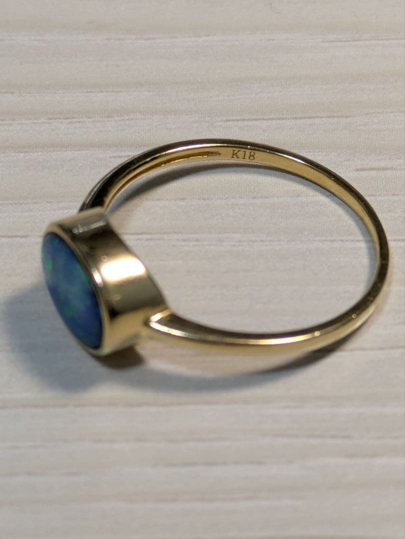 K18 0.77ct 12号 ボルダーオパールリング