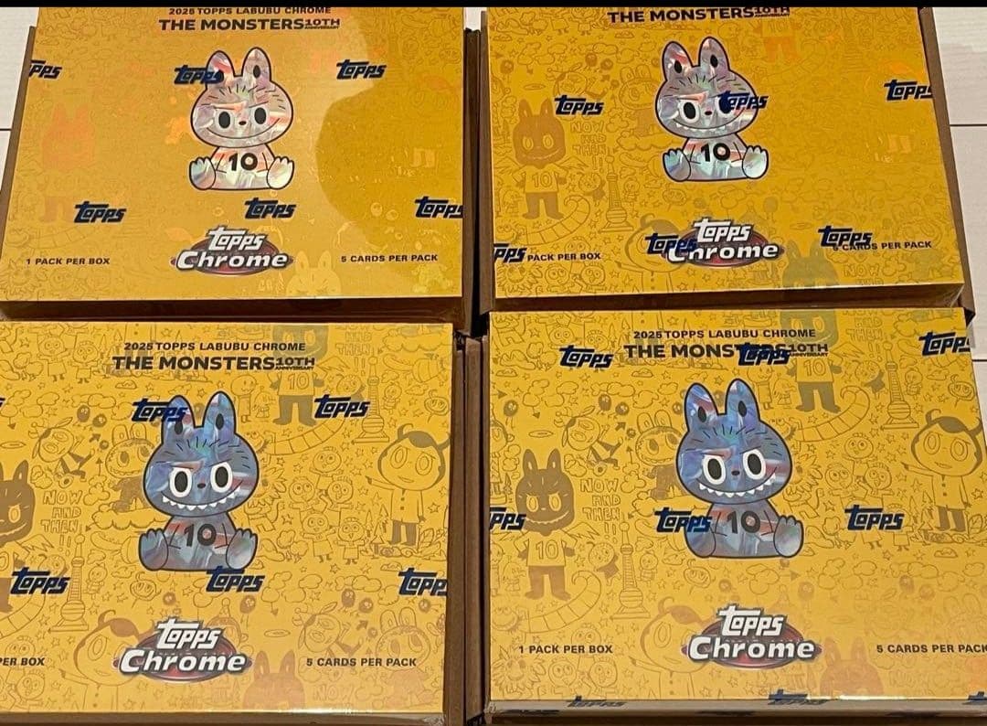 topps chrome labubu ラブブ トレカ 新品未開封 4箱 Topps ラブブ トレーディングカード 2025 Topps Chrome Labubu 10th