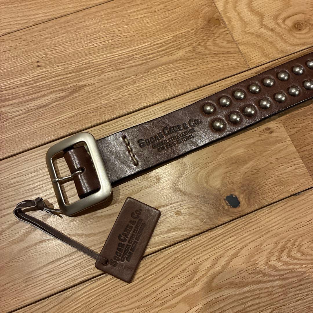 Sugar Cane スタッズレザーベルト　サイズ36 シュガーケーン SUGAR CANE レザーベルト スタッズ サドルレザー