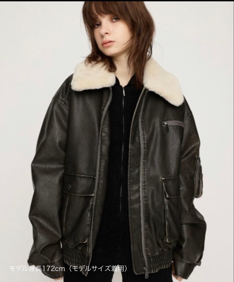 SLY ヴィンテージフェイクレザーブルゾン SLY（スライ） ブルゾン アウター VINTAGE F/LEATHER CROP BZ