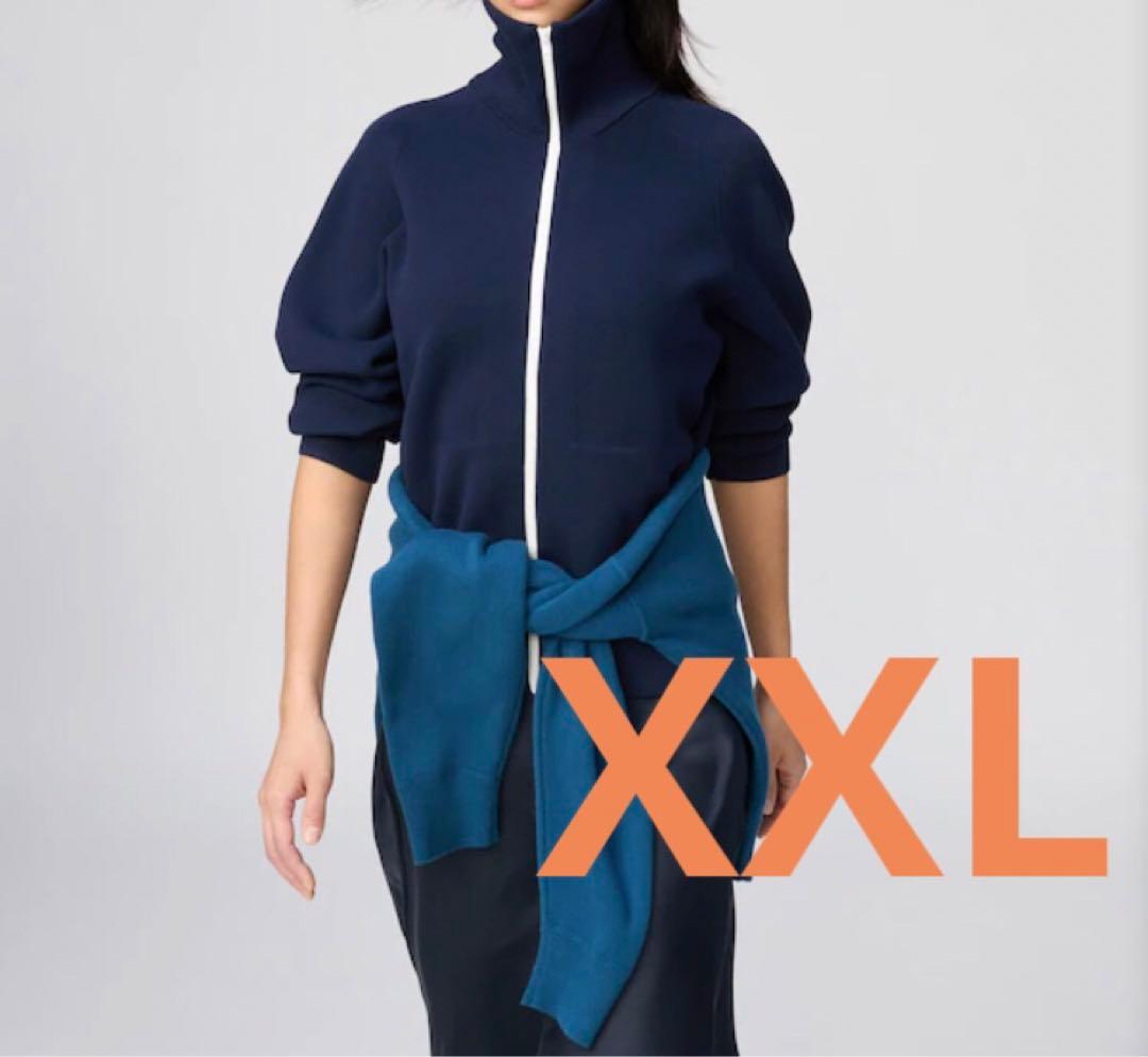 ユニクロC ミラノリブフルジップカーディガン XXL ネイビー / ④