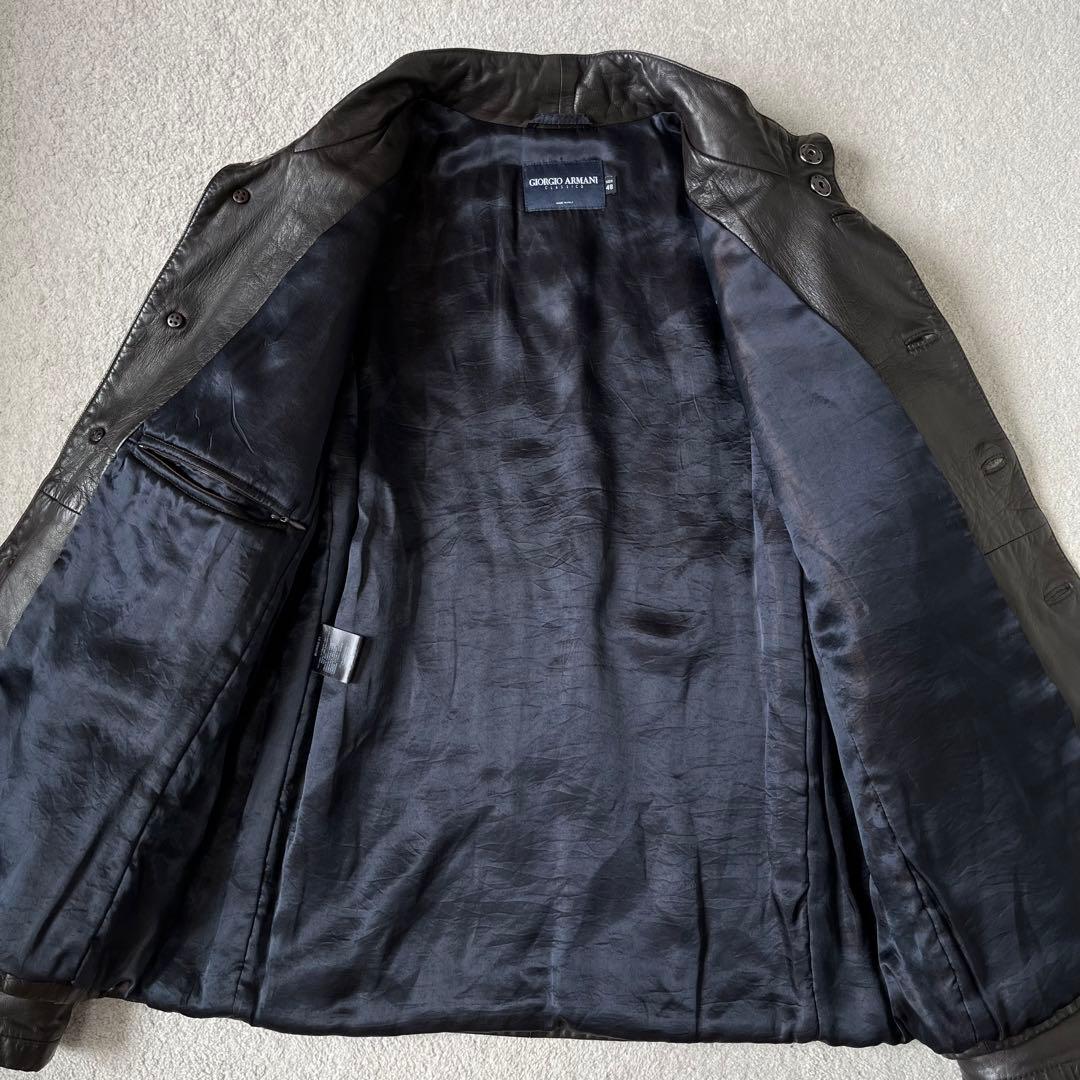 最高級青タグ】 ジョルジオアルマーニ クラシコ ラムレザージャケット