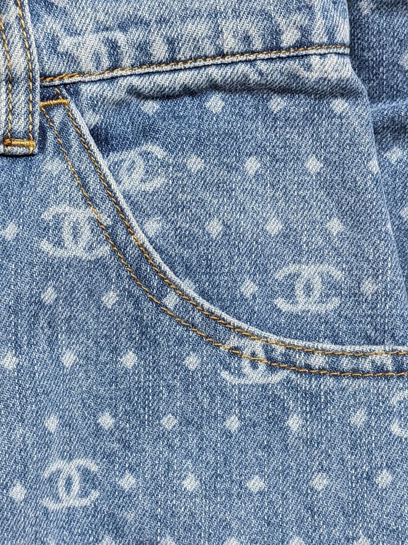 入手困難 美品 CHANEL ドット柄 ワイドレッグ デニム - メルカリ