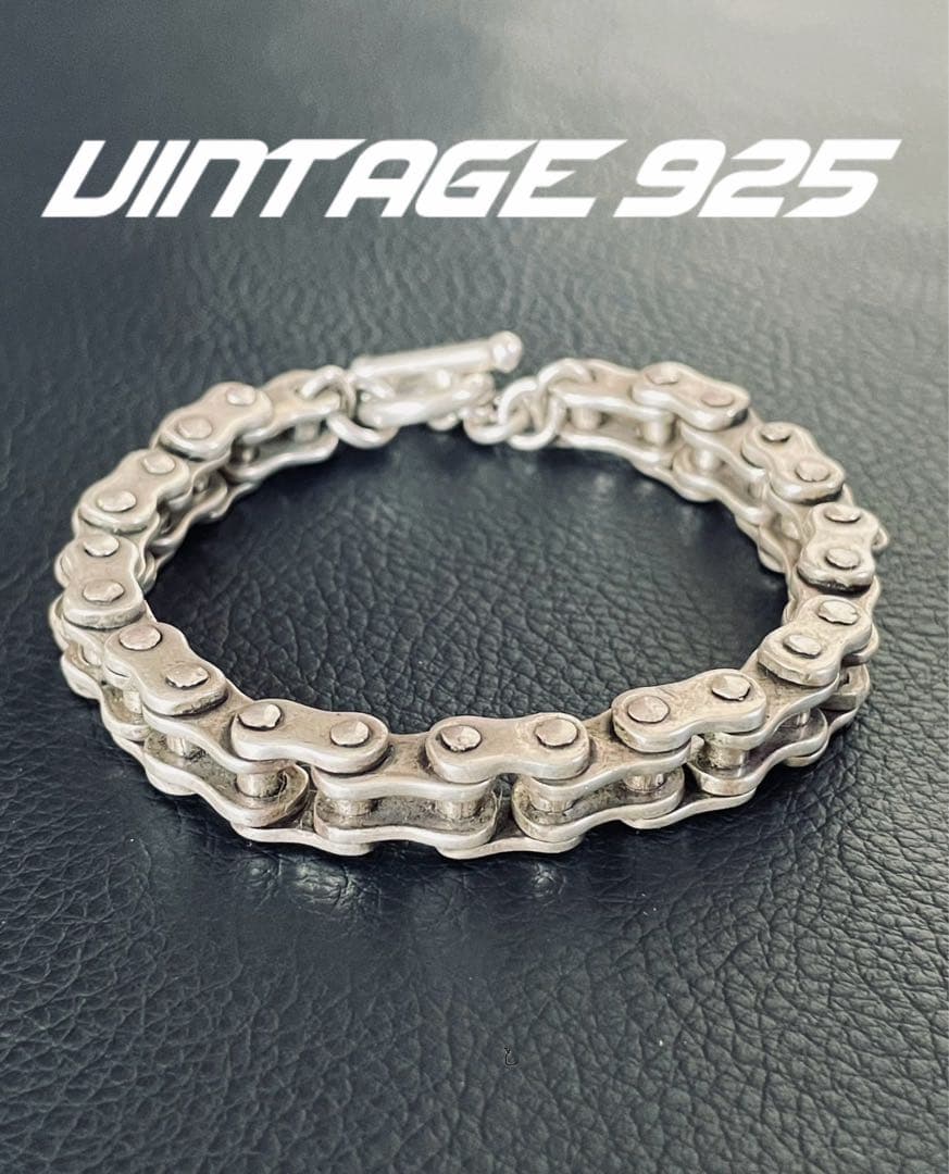 希少 メキシコ バイクチェーン ヴィンテージ ブレスレット シルバー925
