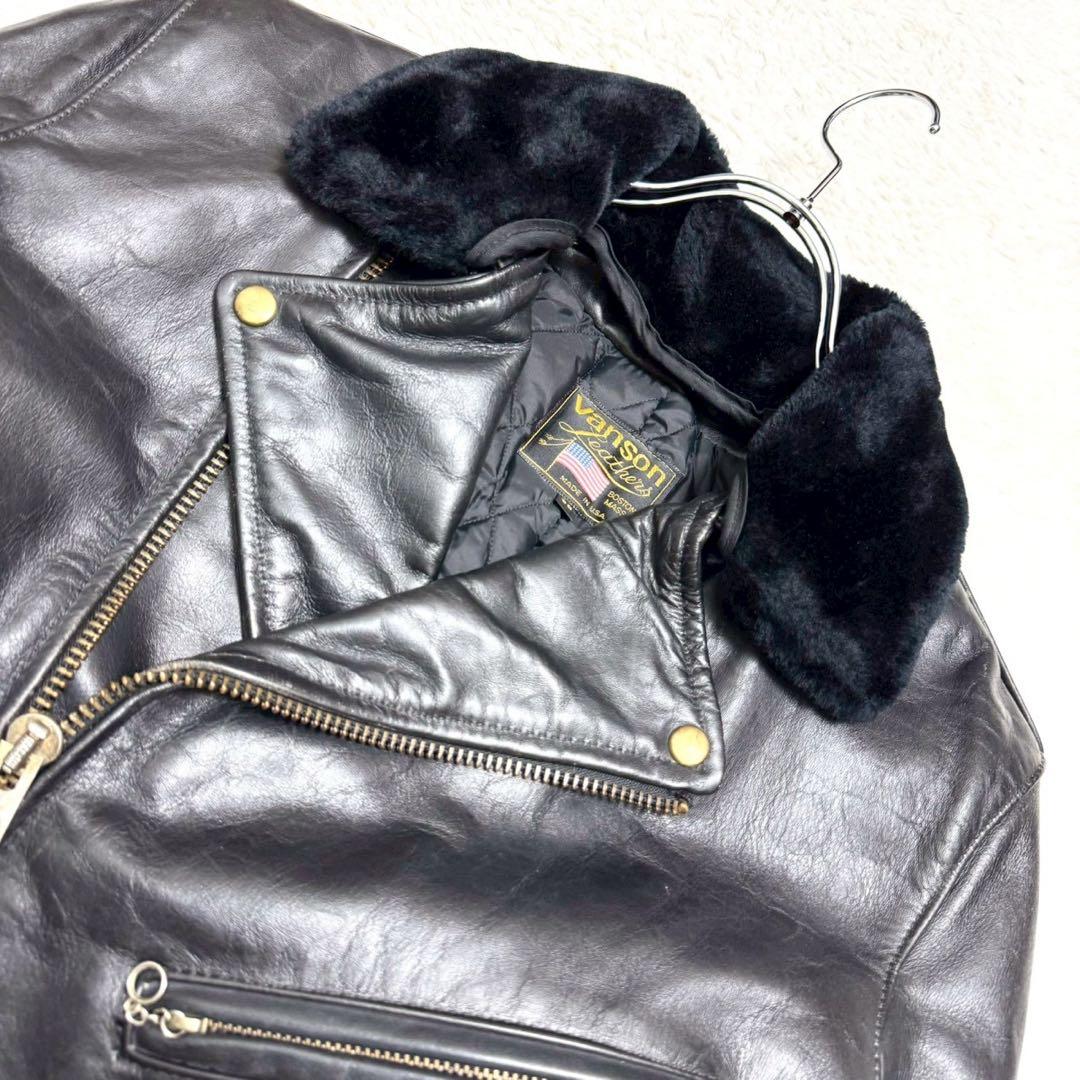 希少✨ vanson バンソン ダブルライダース ボア付 ハイウェイマン 黒