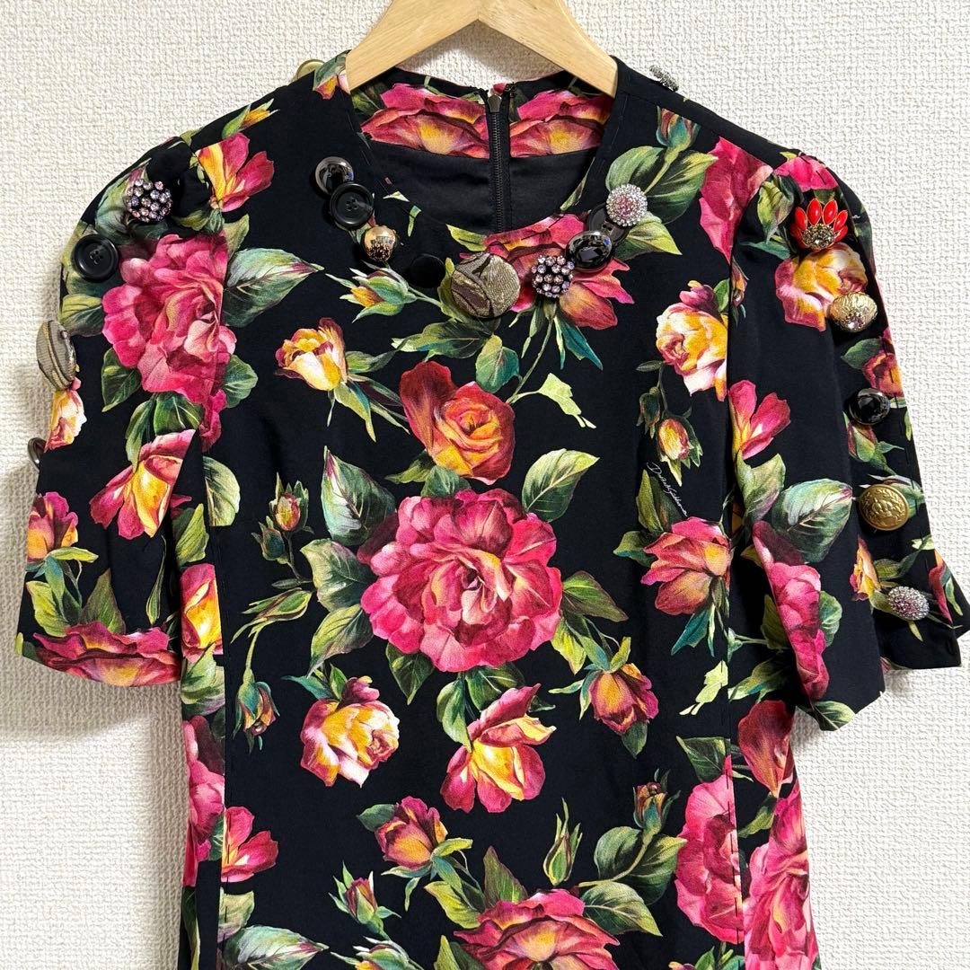 DOLCE&GABBANA ドルチェ&ガッバーナ 花柄 ローズ ワンピース S - メルカリ