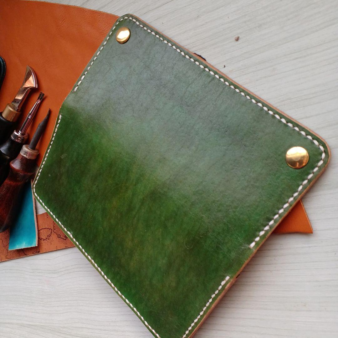 トラッカーウォレット ロング ハンドメイド グラデーション オリーブ