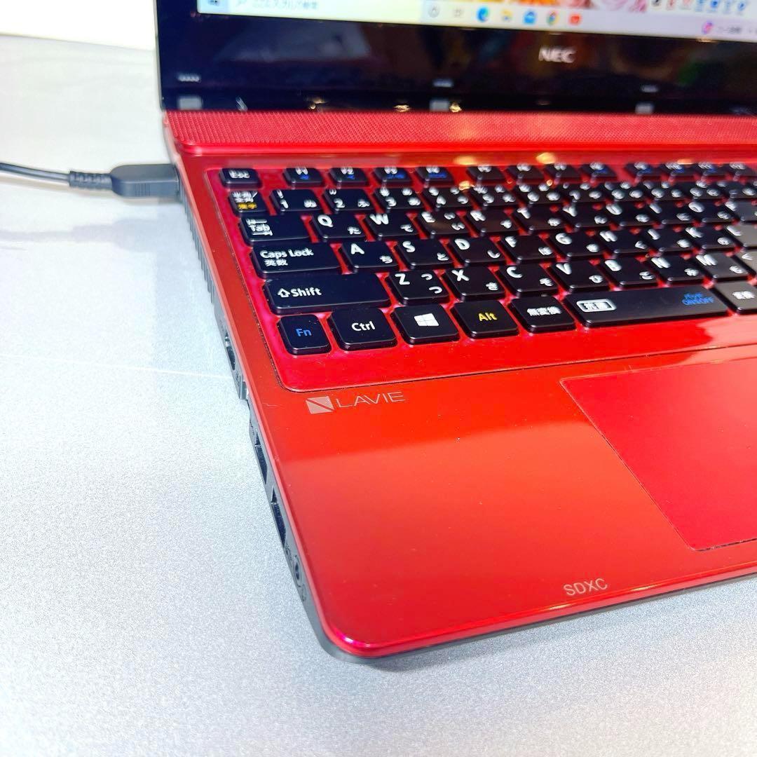 残量有 人気 NEC LAVIE ノートパソコン 赤✨大容量1TB✨WEBカメラ
