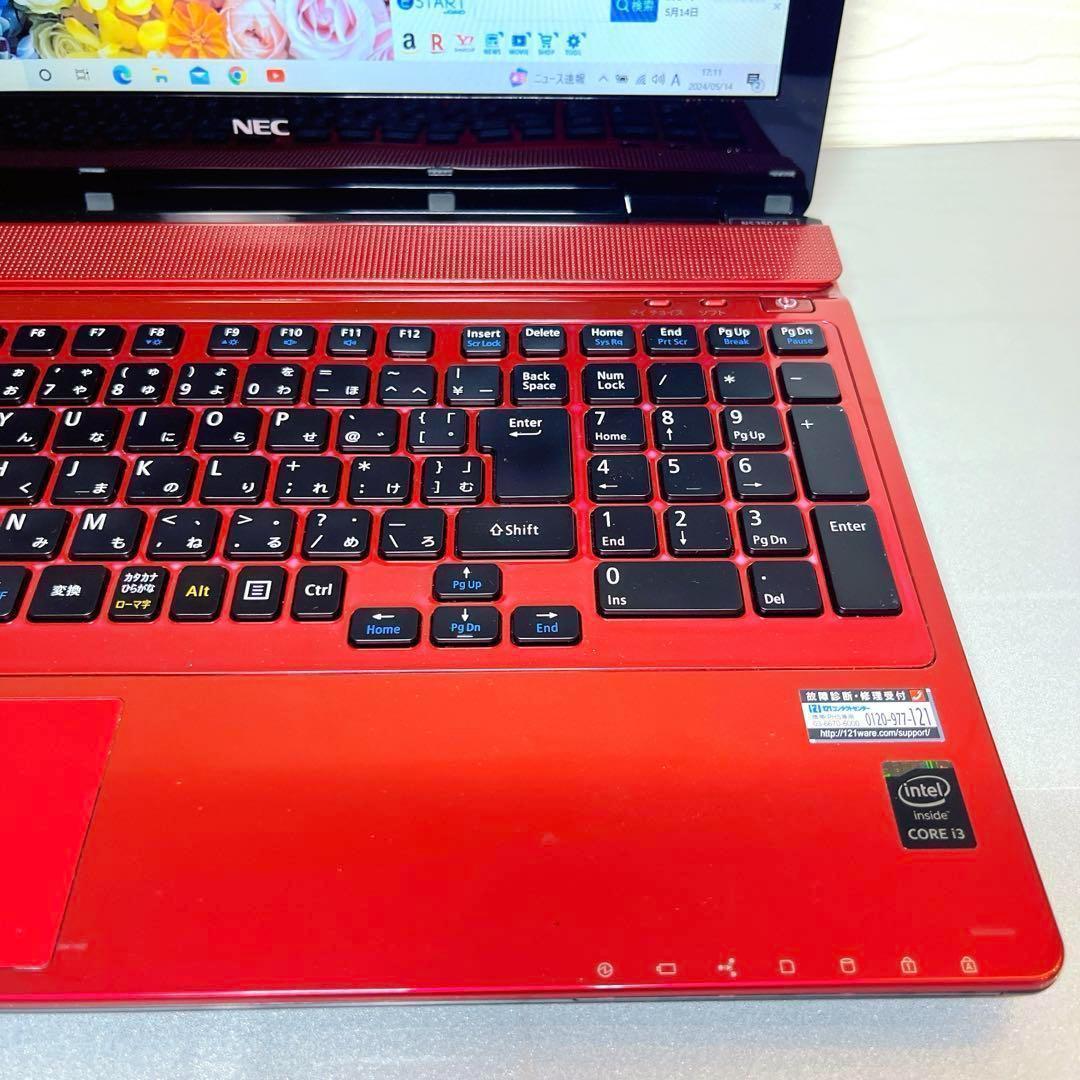 残量有 人気 NEC LAVIE ノートパソコン 赤✨大容量1TB✨WEBカメラ