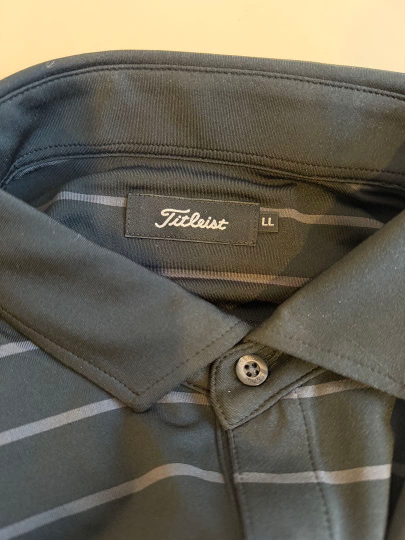 Titleist ストライプ ゴルフシャツ LL ブラック/グレー - メルカリ