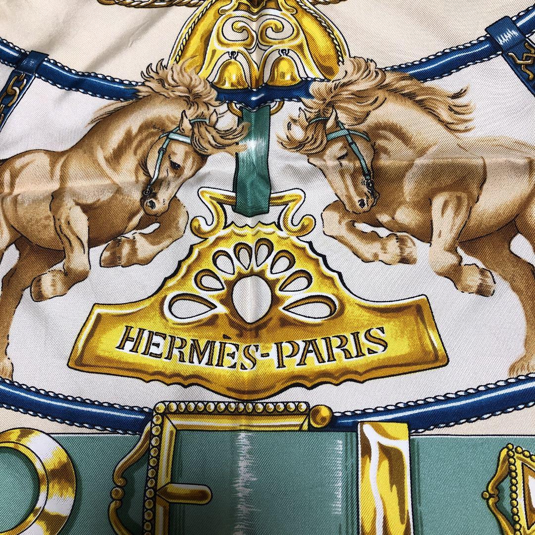 HERMES エルメス カレ90 CHEVAUX DE TRAIT 輓馬ベージュ - メルカリ