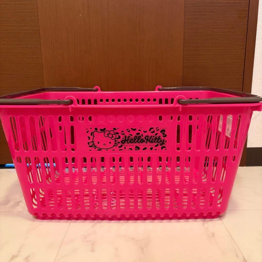 ハローキティ ピンク ショッピングバスケット　お買い物かご アベイル ヒョウ柄 ハローキティ ピンク ショッピングバスケット アベイル 買い物カゴの