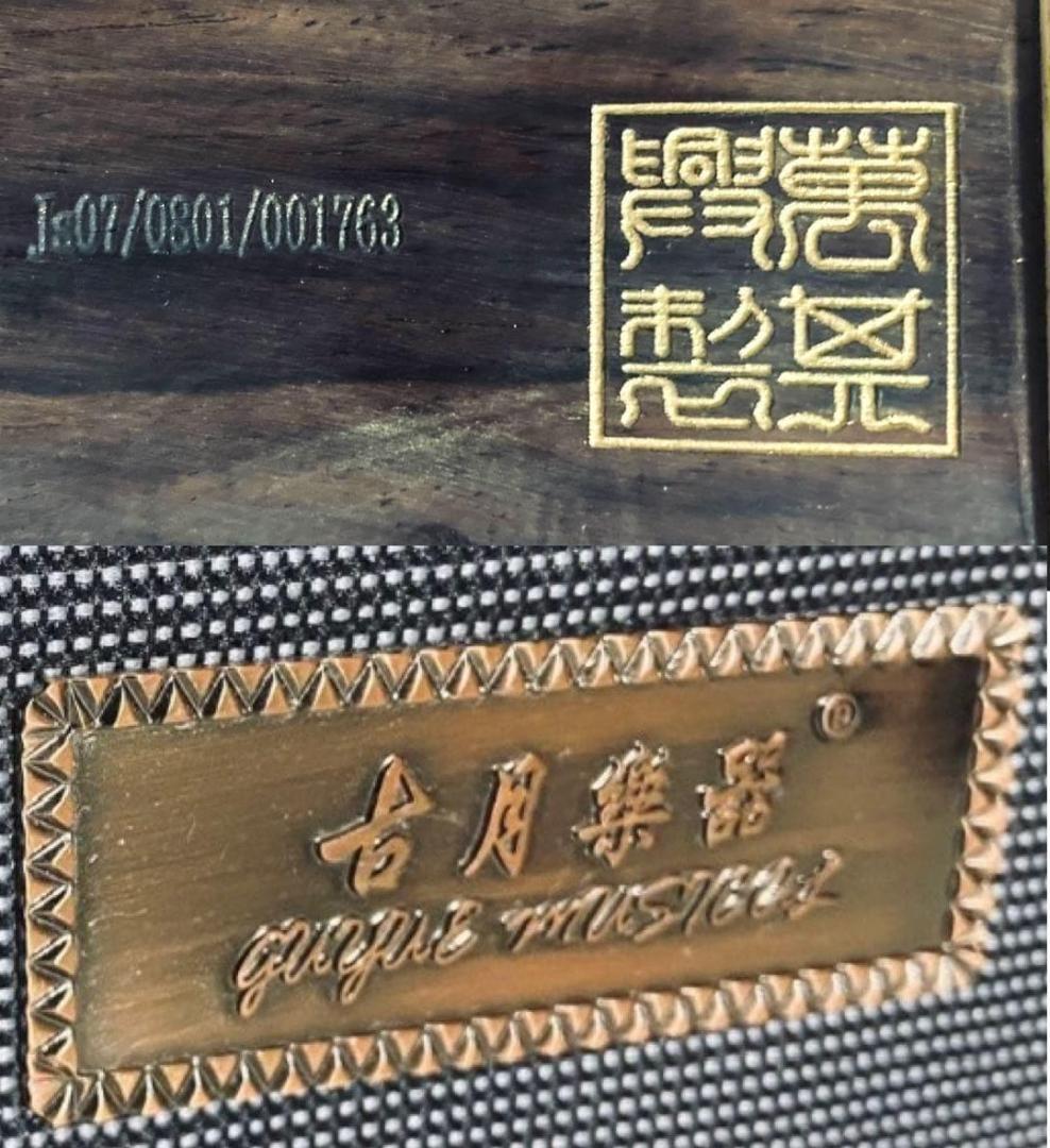 弦交換済 中国 古月 弦 楽器 民族 二胡 ケース 革 中国蘇州 風舞藍天領