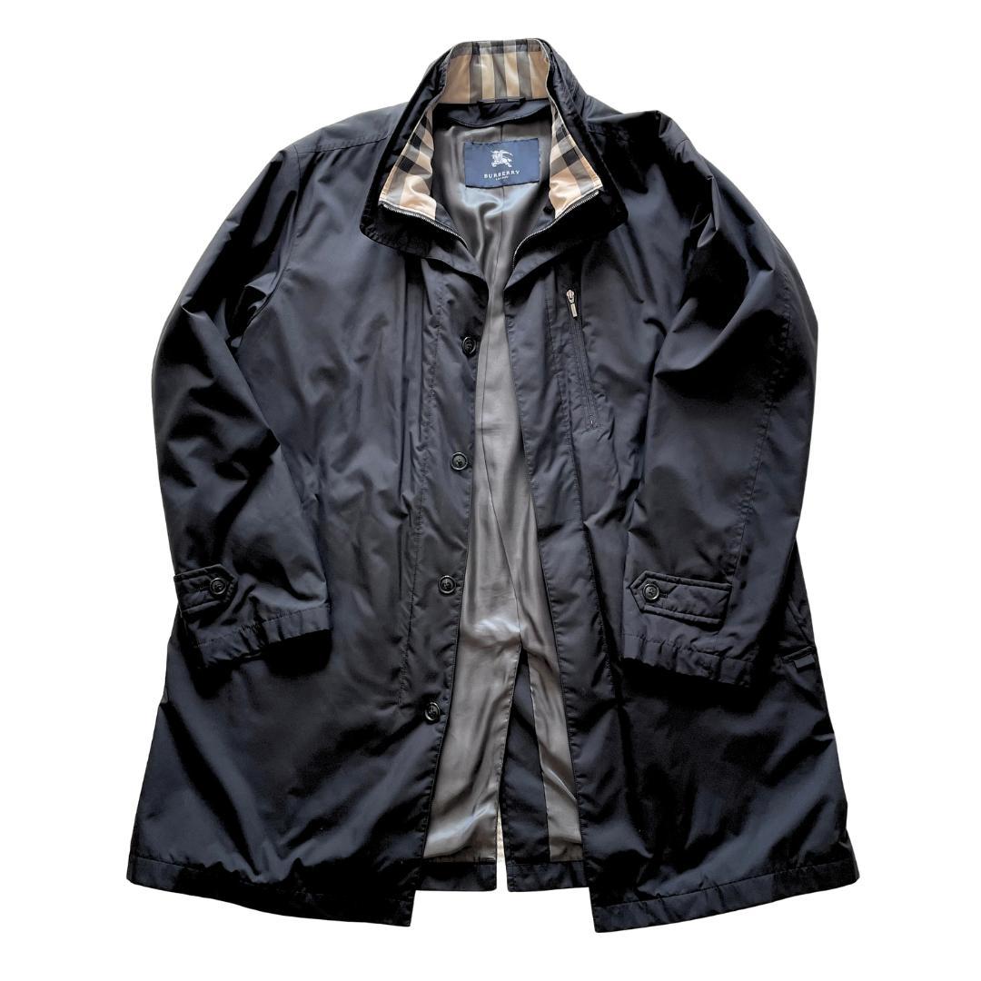 LL】バーバリーロンドン❤ ダウンコート アウター 黒 ライナー付 比翼