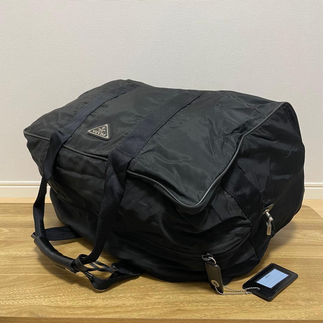 《美品》PRADA（プラダ）ナイロン×レザー ボストンバッグ ブラック 黒