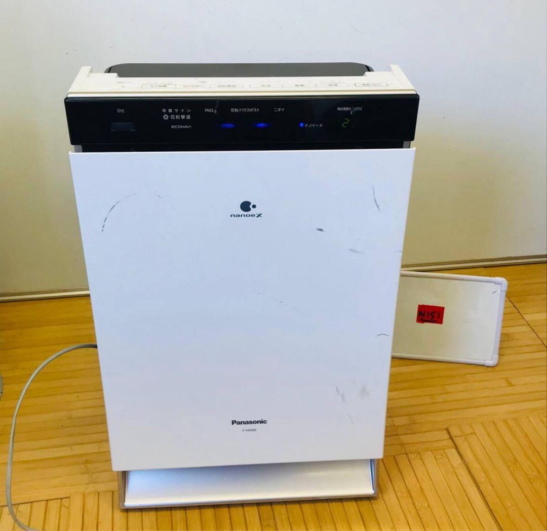 PanasonicF-VXR90 加湿空気清浄機2018年製 ナノイー X動作品 パナソニック、3つのフィルターとナノイーXで空気をキレイにする加湿