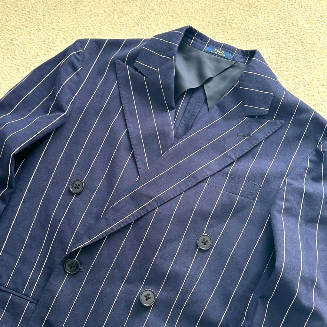 ポロラルフローレン ダブルテーラードジャケット ストライプ 現行