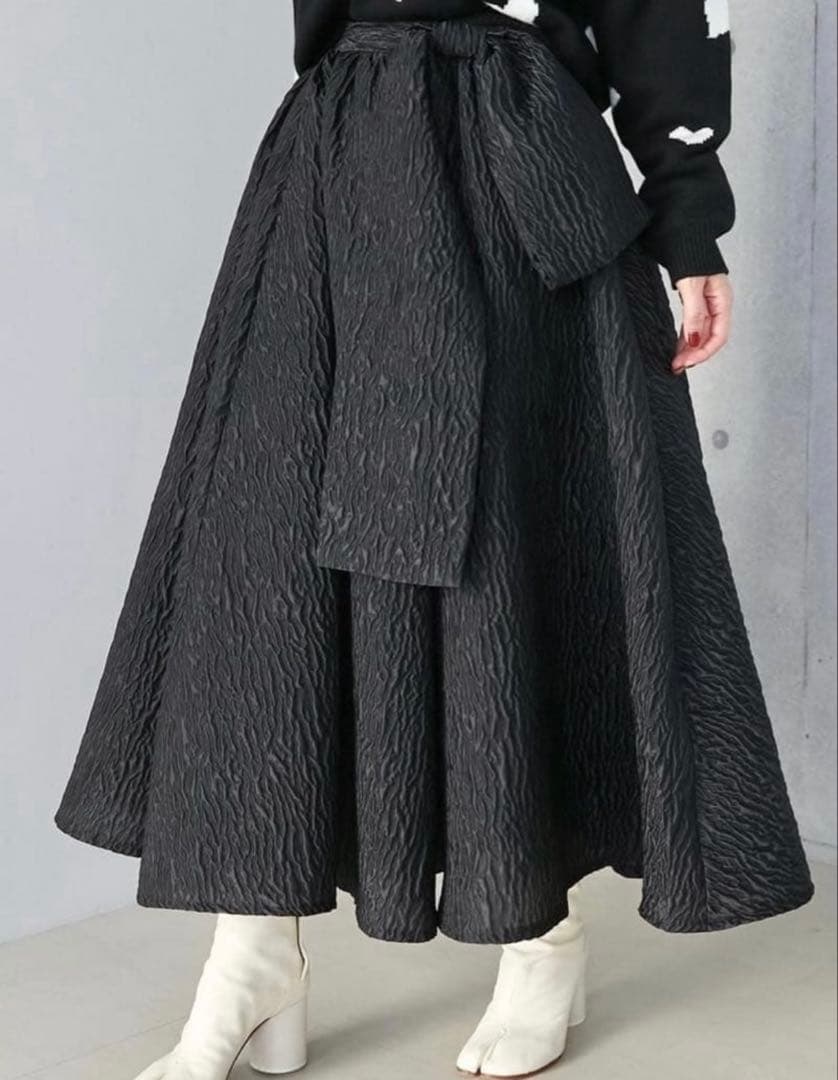 一度のみ着用✳︎obli✳︎ジャガードリボンフレアスカート｜2025年最新