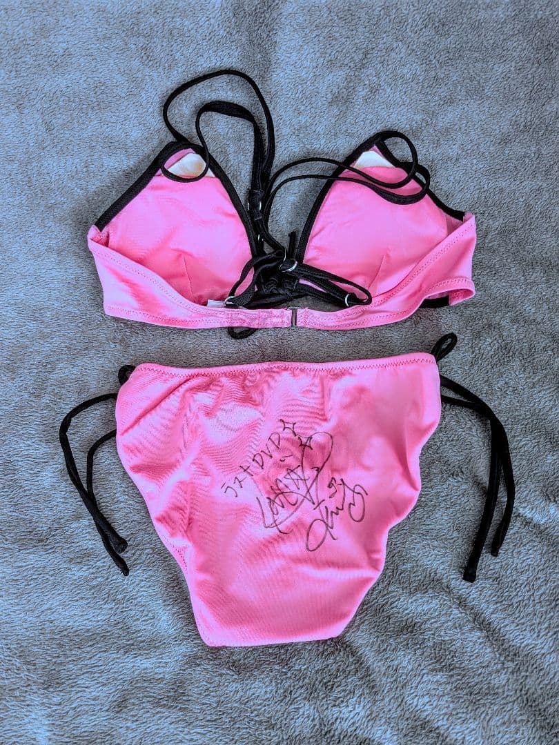 杉原杏璃 私物の愛用水着&チェキ 水着上下とチェキに直筆サイン入り