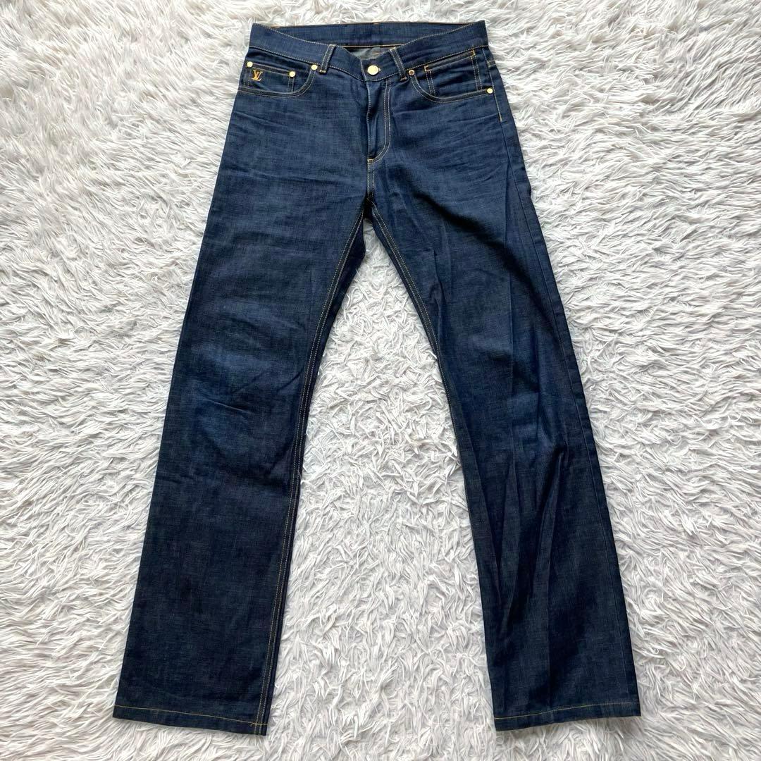 美品】ルイヴィトン デニムパンツ 38 刺繍ロゴ フランス製 モノグラム