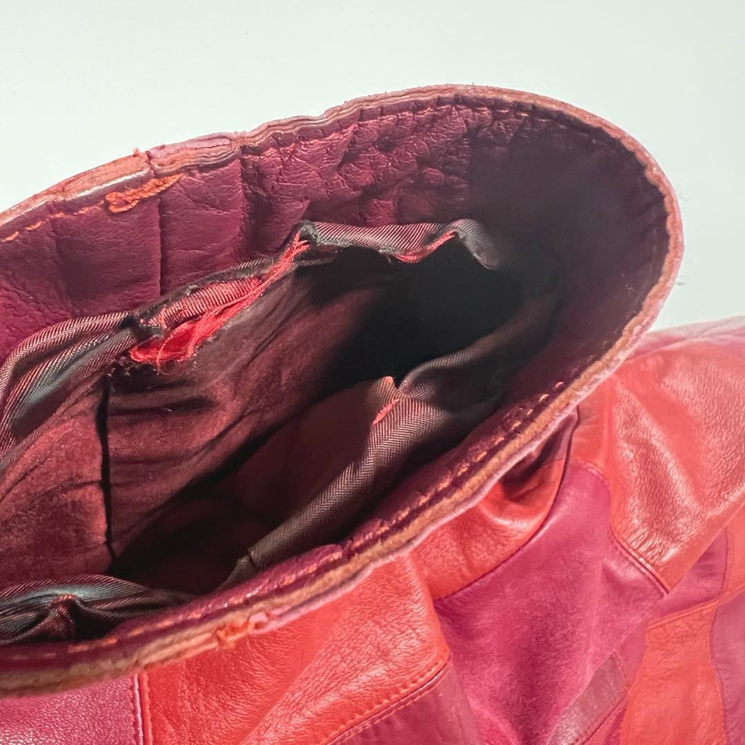 VIVIANTAM ビビアンタム 羊革 パッチワークレザージャケット 赤サイズ0