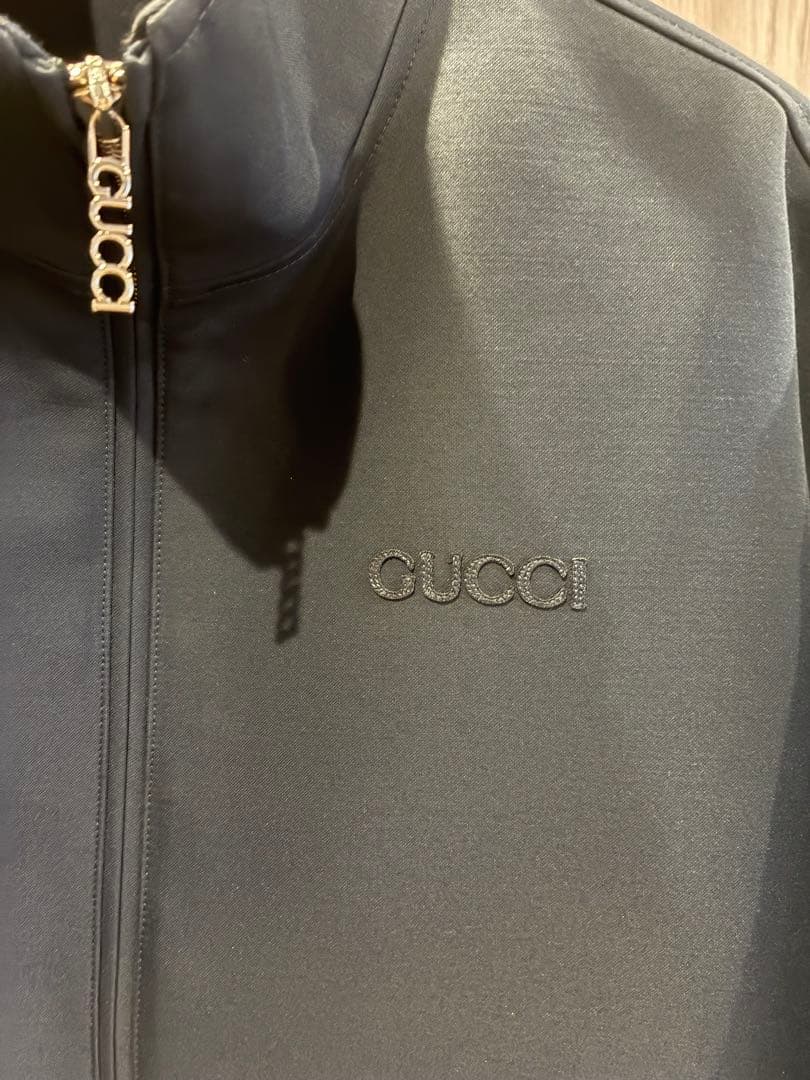 GUCCI ウールアセテート エンブロイダリー ジップジャケット 48