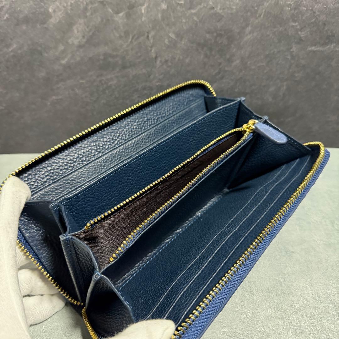 新入荷 クロコダイル 長財布 ネイビーブルー ワニ本革 メンズ