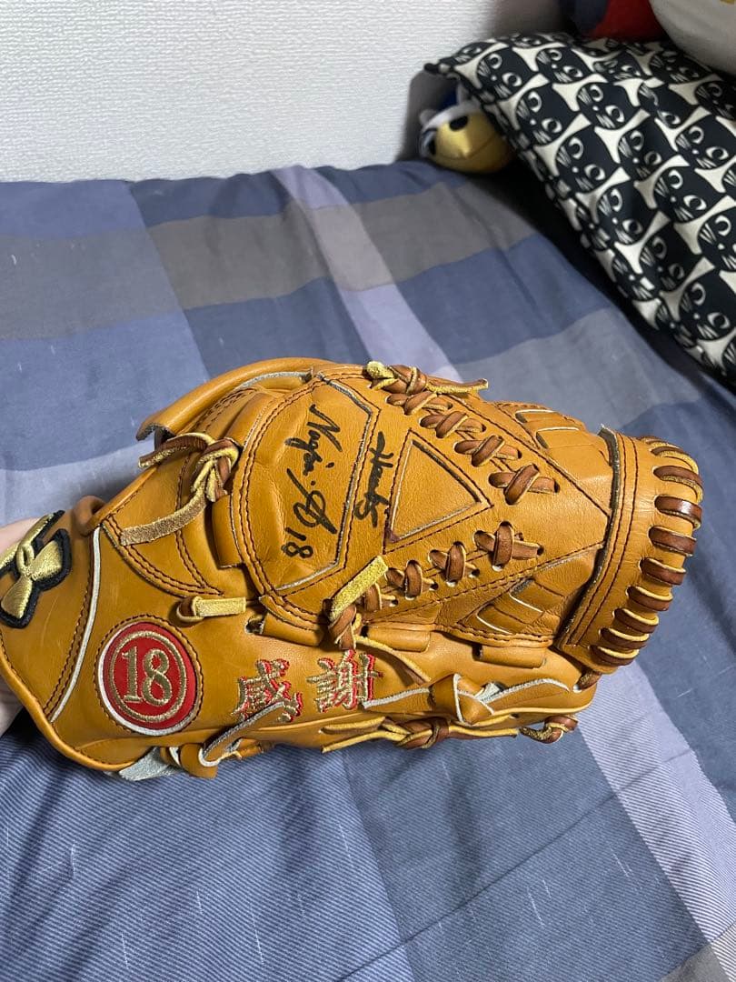 新垣渚 実使用 グローブ アンダーアーマー 直筆サイン入り