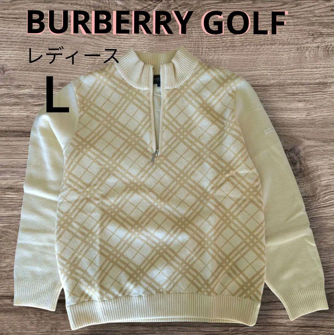 希少✨BURBERRY　GOLF　バーバリー　ニット　ハーフジップ　三陽商会 バーバリー ハーフジップ 長袖 セーター L ブラック×グレー BURBERRY