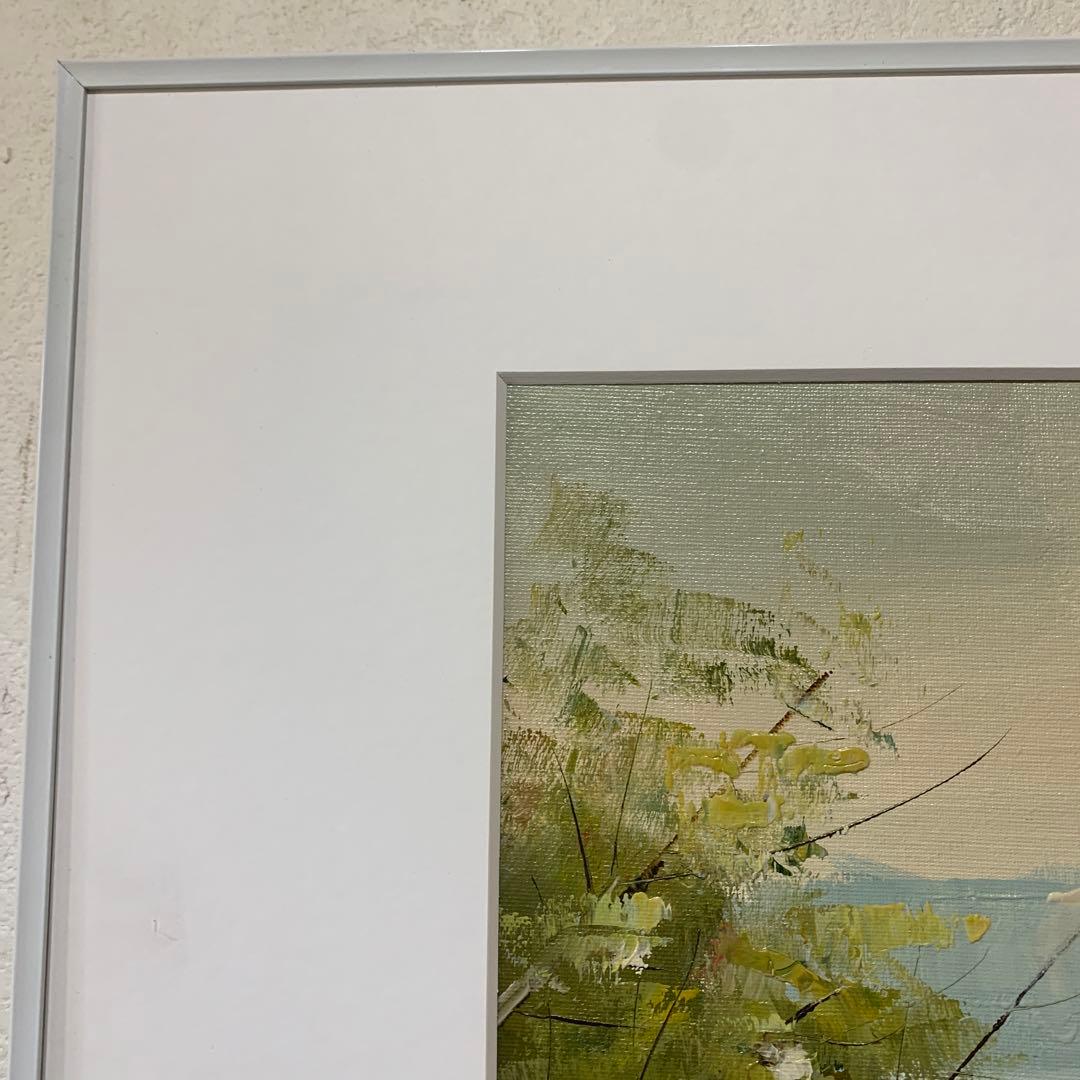 絵画　油彩肉筆画　真作　府川誠『海辺』