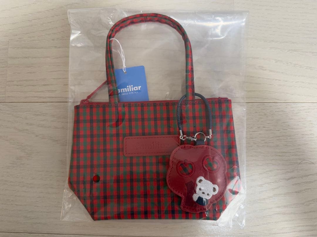 ファミリア familiar ミニミニトート 赤チェック XF 現行品 正規品