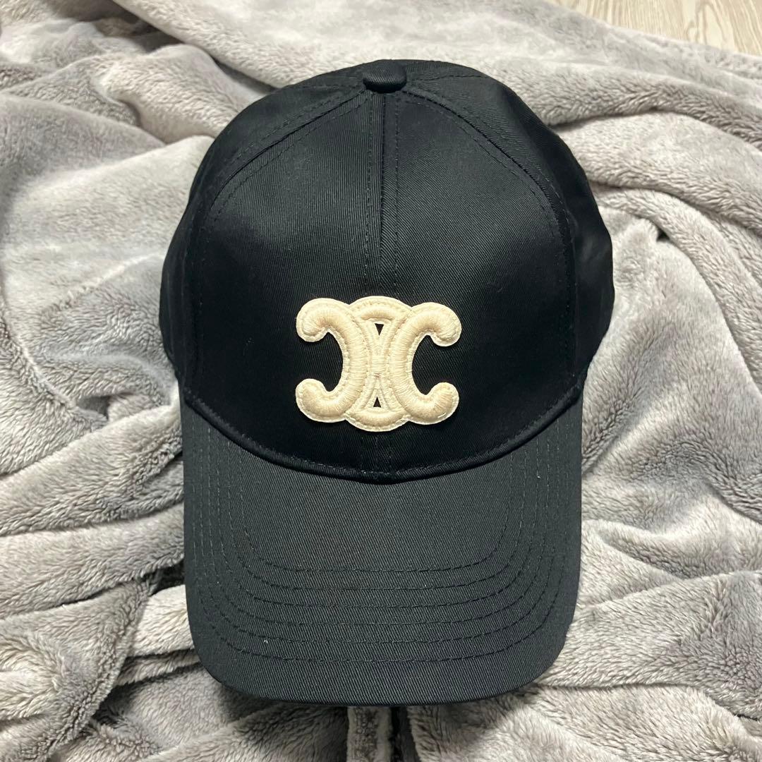セリーヌ CELINE ベースボールキャップ キャップ ロゴ刺繍 ブラック M