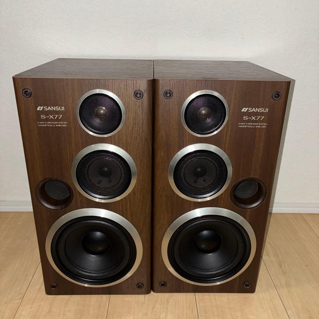 いい音SANSUI S-X77 3ウェイスピーカー　動作ok 動作良好】SANSUI S-X77 ペア 3Way スピーカー 美品 木製 - メルカリ