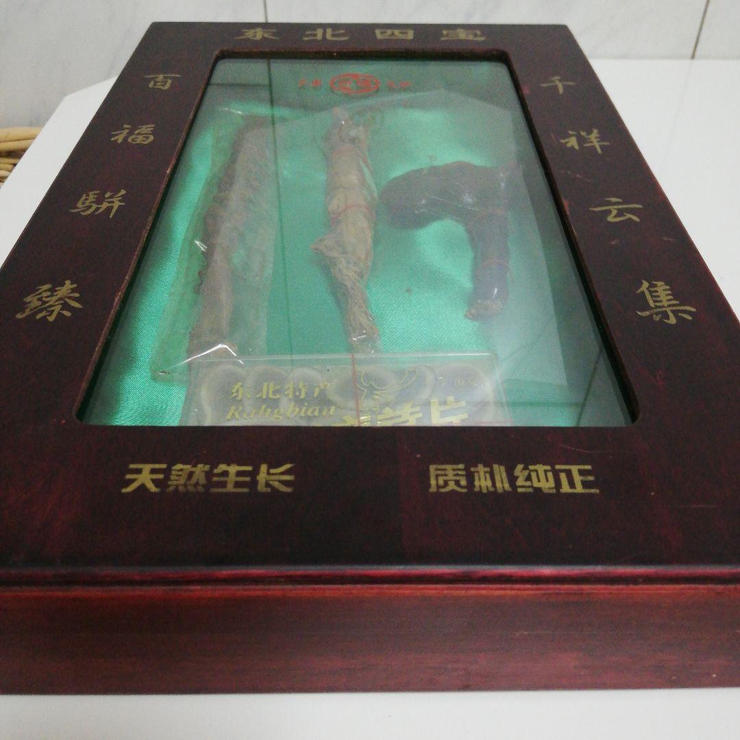 中国朝鮮時代ブロカント観賞用霊芝朝鮮人参等時代木製木箱入コレクション品