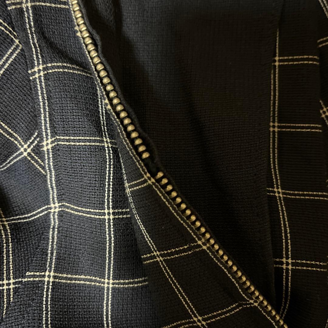 YSL ネイビー チェック柄 ジップアップブルゾン