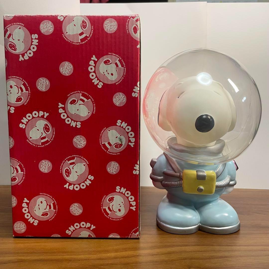 【未使用/廃盤】宇宙服スヌーピー ソフビ レトロ 貯金箱 箱付き