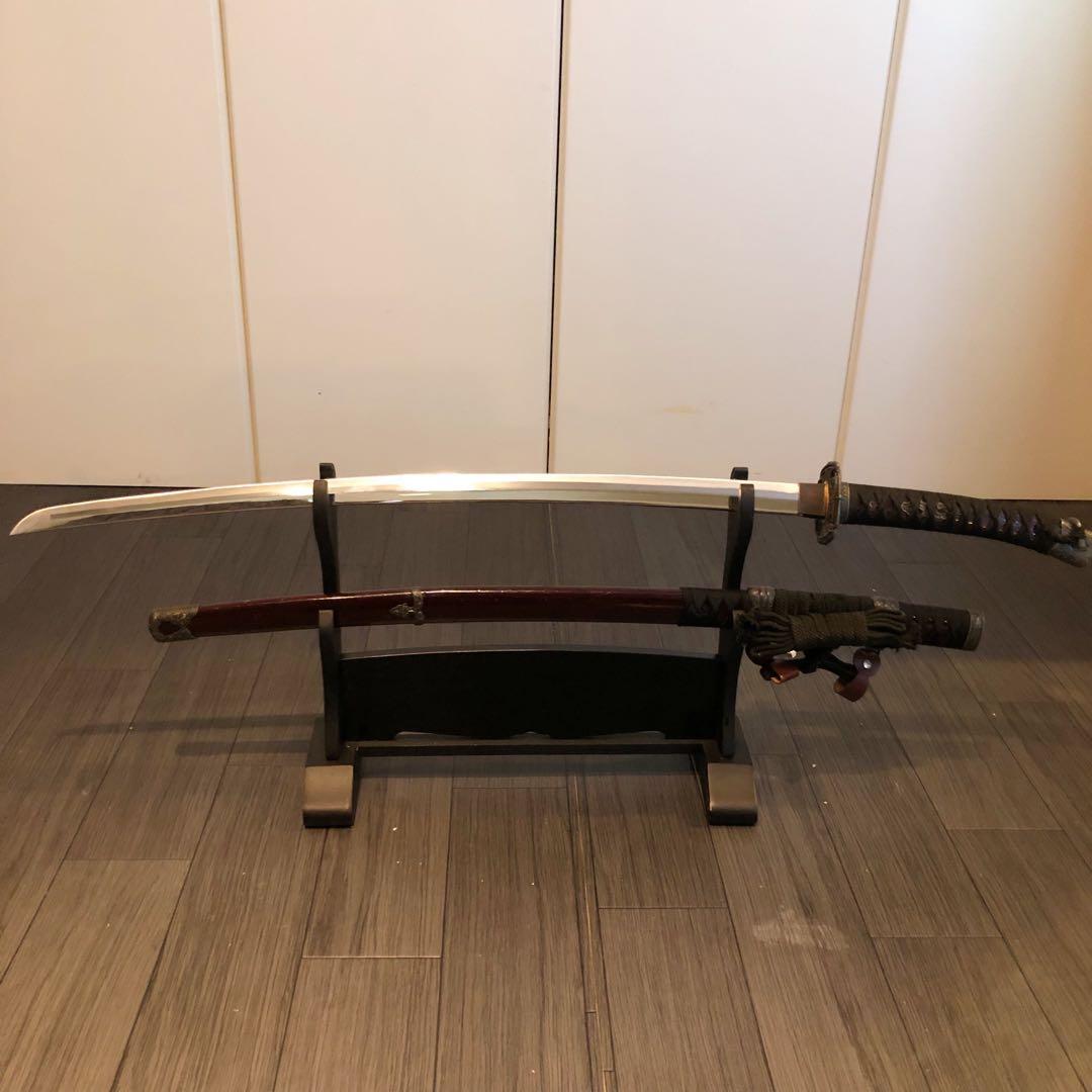 高級模造刀 日本軍拵え 居合刀 樋入刀身 合金刀身 朱拵え 重みあり