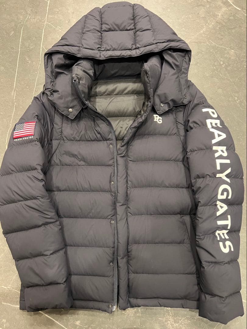 PEARLY GATES フード付きダウンジャケット ネイビー　サイズ4 PEARLY GATES（パーリーゲイツ） 【美品】パーリーゲイツ 2WAYダウン